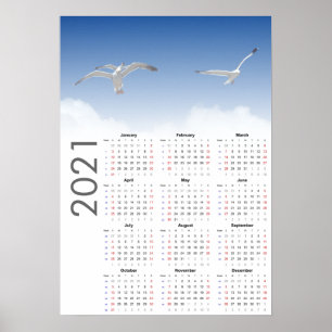 Seagull Calendar 2021 Poster - Sunday first