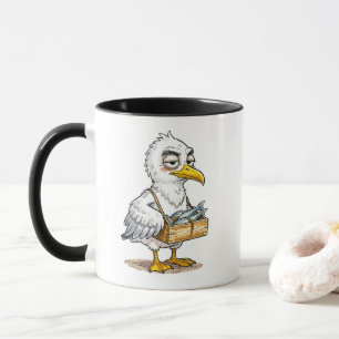 Seagull Carrying Fish Crate at the Coast Mug