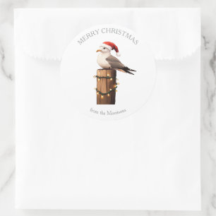 Seagull Christmas on the Coast Gift  Classic Round Sticker