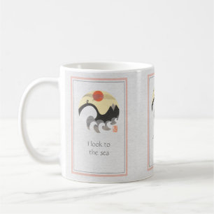 Seagull Circle Big Waves "I look to the sea" Mug
