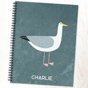 Seagull Coastal Bird Personalised Notebook