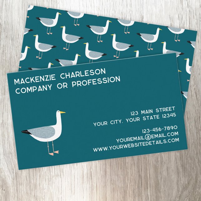 Seagull Coastal Business Card (Seagull coastal nautical personalized text custom business cards)
