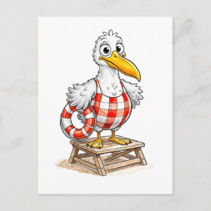 Seagull Comic Lifeguard Bird Postcard