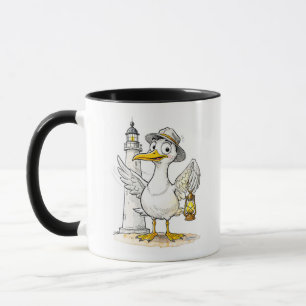 Seagull Comic Lighthouse Lantern Mug