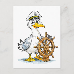 Seagull Comic Ship Captain Postcard
