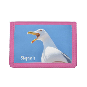Seagull Cute Personalised Girly Name Trifold Wallet
