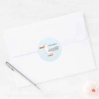 Seagull Design Personalised Classic Round Sticker