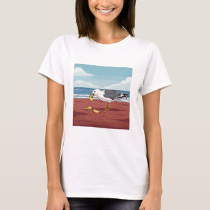 Seagull Eating a Chip on PEI Beach T-Shirt