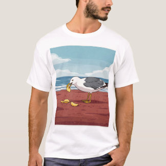 Seagull Eating a Chip on PEI Beach T-Shirt