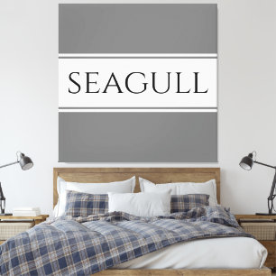 SEAGULL Elegant Modern Grey White Racing Stripes Canvas Print
