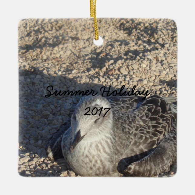 Seagull Enjoying The Sun Summer Photography Ceramic Ornament (Front)