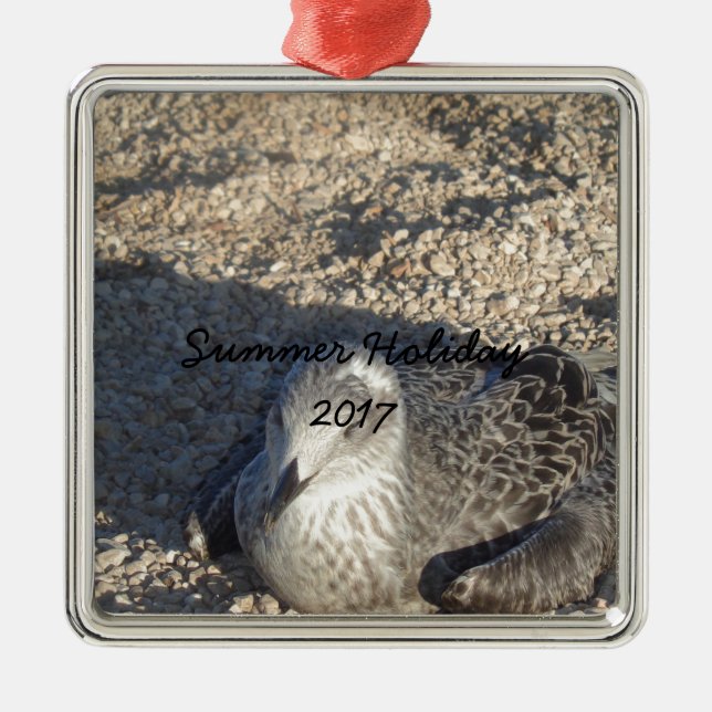 Seagull Enjoying The Sun Summer Photography Metal Tree Decoration (Front)