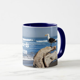 Seagull facing the sea mug