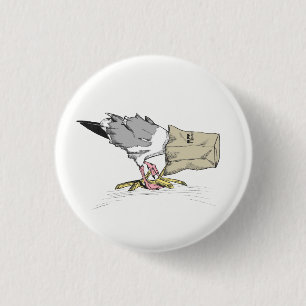 Seagull Fail Button Funny Bird Illustration
