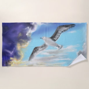 Seagull Flying Beach Towel