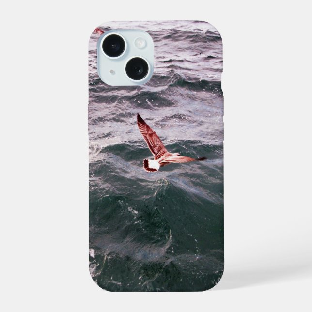 SEAGULL FLYING OVER THE WAVES iPhone 15 CASE (Back)