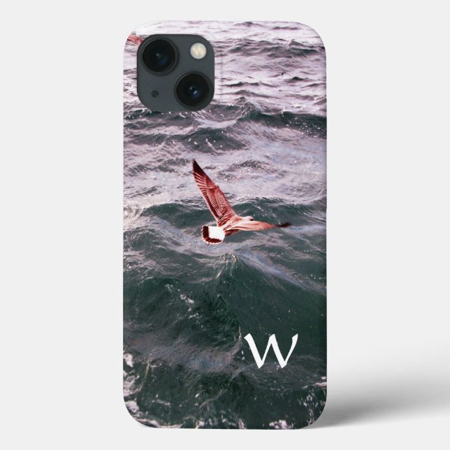 SEAGULL FLYING OVER THE WAVES MONOGRAM Case-Mate iPhone CASE (Back)