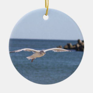 Seagull Flying Photo Ornament