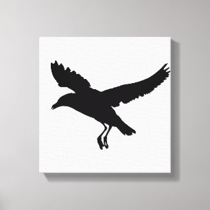 Seagull Flying Silhouette Drawing Canvas Print
