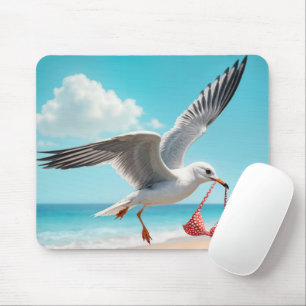 Seagull Flying With a Bikini Top Mouse Mat