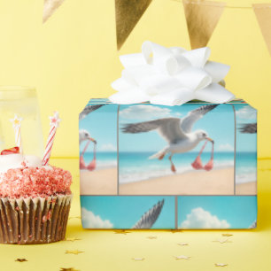 Seagull Flying With a Bikini Top Wrapping Paper