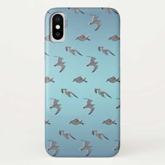 Seagull Frenzy iPhone X Case (Sky Blue Mix) (Back)