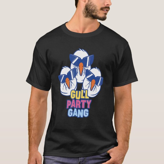 Seagull Gull Party Gang Night Out Seabird Sunglass T-Shirt (Front)