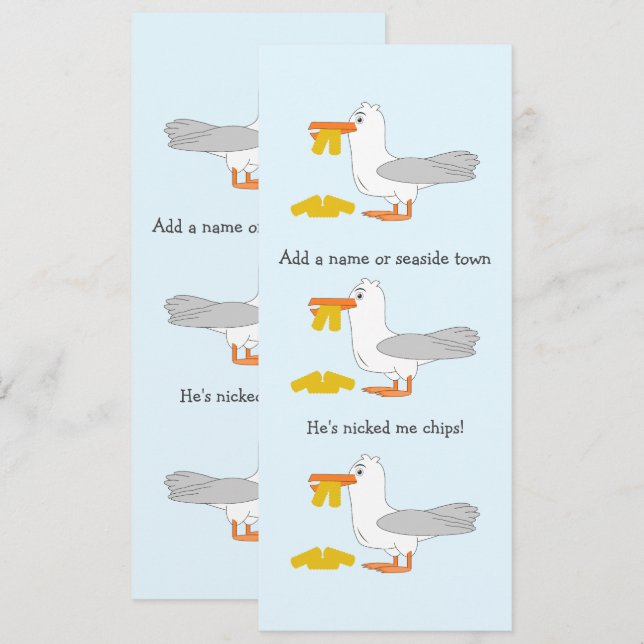 Seagull He's Nicked Me Chips Personalised Town Invitation (Front/Back)