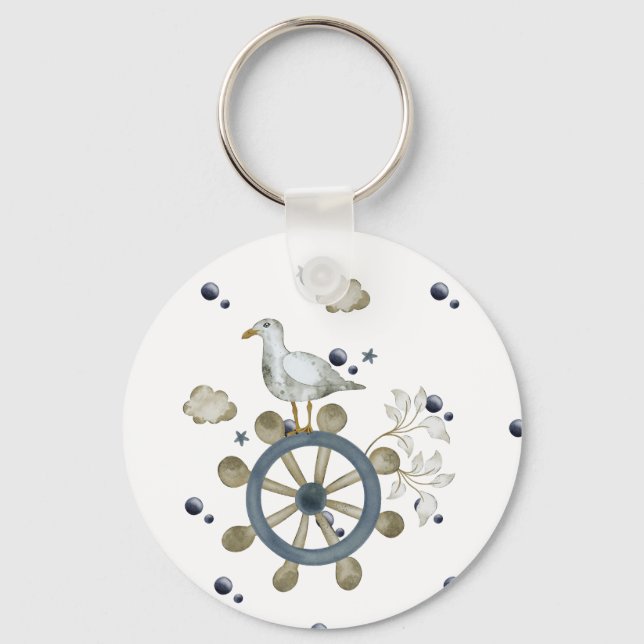 Seagull Hitching A Ride Key Ring (Front)