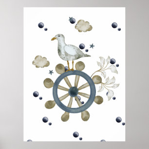 Seagull Hitching A Ride Poster