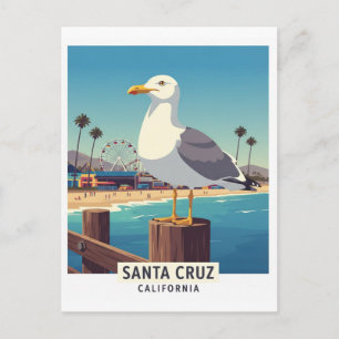Seagull in Santa Cruz California Travel Postcard