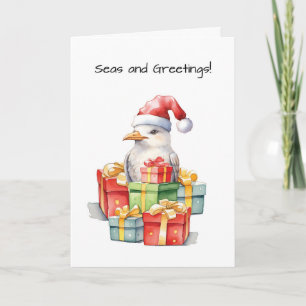 Seagull in Santa Hat Christmas Gifts of Fun Card