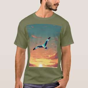 Seagull in the Sky – Airport Sol Drawing Design T-Shirt