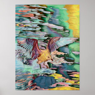 Seagull Landing on Candlewood Lake Custom Art Poster