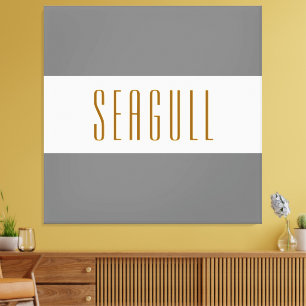SEAGULL Medium Grey White Wide Summer Stripes Canvas Print