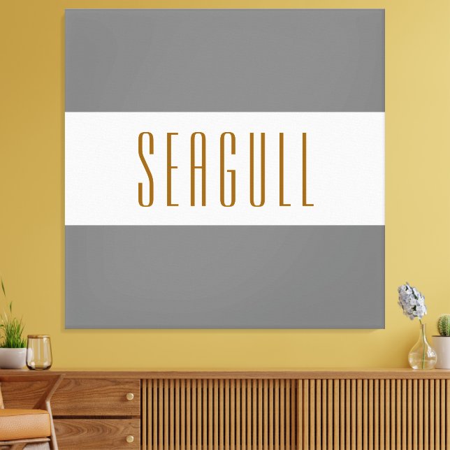 SEAGULL Medium Grey White Wide Summer Stripes Canvas Print (Insitu(LivingRoom))