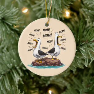 Seagull Mum Funny Personalised Ceramic Tree Decoration