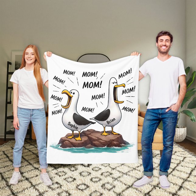 Seagull Mum Funny Personalised Fleece Blanket (Creator Uploaded)