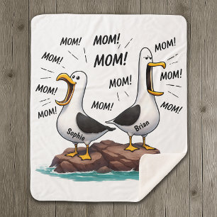 Seagull Mum Funny Personalised Sherpa Blanket