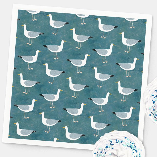 Seagull Napkin (Fun nautical seagull party paper napkins)