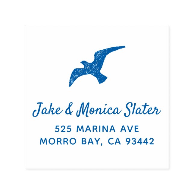 Seagull Nautical Blue Return Address Self-inking Stamp (Design)