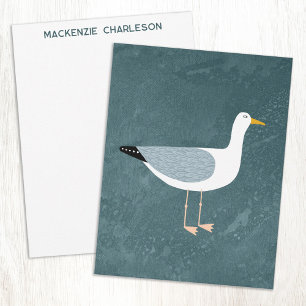 Seagull Nautical Coastal Bird Personalized Card