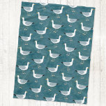 Seagull Nautical Fleece Blanket<br><div class="desc">A pattern of sassy seagulls standing by the teal green ocean. Perfect for those who love cheeky birds and the coast.</div>