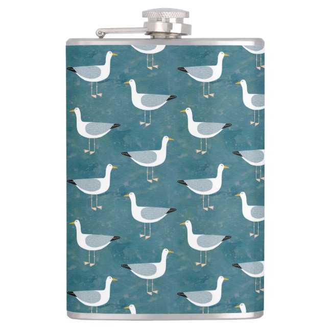 Seagull Nautical Hip Flask (Front)