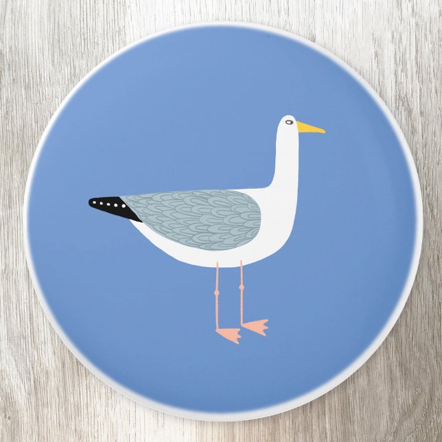 Seagull Nautical Shore Bird Ceramic Knob (Fun Herring Gull seagull blue ceramic door knob, perfect for your boat or beach house)