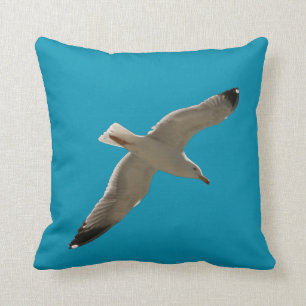 Seagull on a blue sky cushion