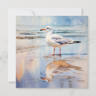 Seagull on Beach Holiday Card