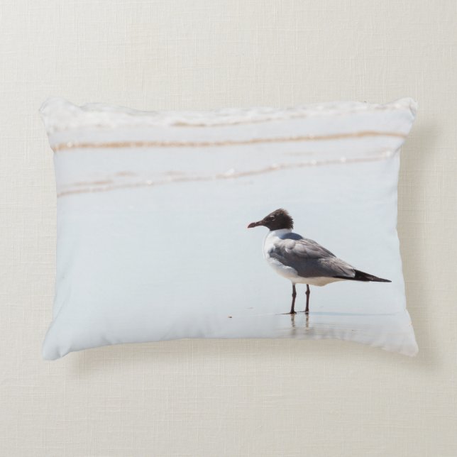 Seagull on the Beach Accent Pillow (Front)
