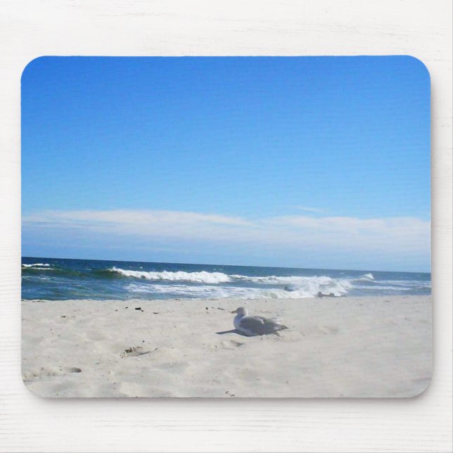 Seagull on the Beach Jersey Shore Ocean Mouse Mat (Front)