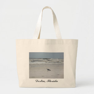 Seagull on the Beach Large Tote Bag